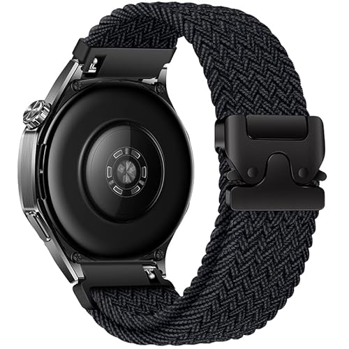XMUXI Geflochtenes Armband Kompatibel mit Garmi Venu 3/Venu 2/Vivoactive 4/Forerunner 265/255 Schnellverschluss Armband für Huawei Watch GT5/GT4/GT3 46mm 22mm Nylon Uhrenarmband (Schwarz und Graphit) von XMUXI