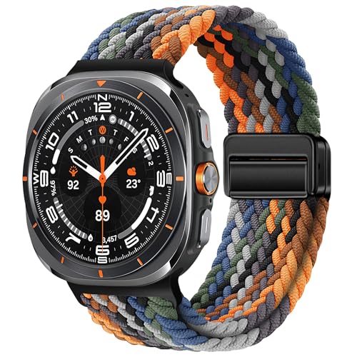XMUXI Nylon Band Kompatibel mit Samsung watch Ultra Armband 47mm Geflochtenes Galaxy Watch Ultra Armband mit Magnetverschluss für Galaxy Watch 7 Ultra Sport Ersatzarmband (Camouflage Bunt) von XMUXI