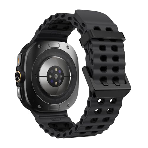 XMUXI Smartwatch Armband Galaxy Watch Ultra Ocean Silikonarmband Compatible with Samsun Ultra Watch Armband 47mm Weich Atmungsaktiv Sport Ersatzarmbänder for Galaxy 7 Ultra (Grau und Schwarz) von XMUXI