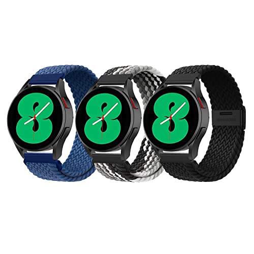 XMUXI Uhrenarmband 20mm Kompatibel mit Samsung Galaxy Watch 6/5/4 40mm 44mm, Sportarmband fur Huawei GT2/GT3 42mm, Solo Loop fur Garmin Vivoactive 5/3 Geflochtenes Elastisch 3 Pack von XMUXI