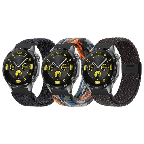XMUXI Uhrenarmband 22mm Kompatibel mit Huawei Watch GT2/GT3/GT4 46mm/Samsung Galaxy Watch 3 45mm/Gear S3, Nylon Geflochten Solo Loop Sportarmband für Garmin Vivoactive 4/Amaz fit GTR 3 von XMUXI