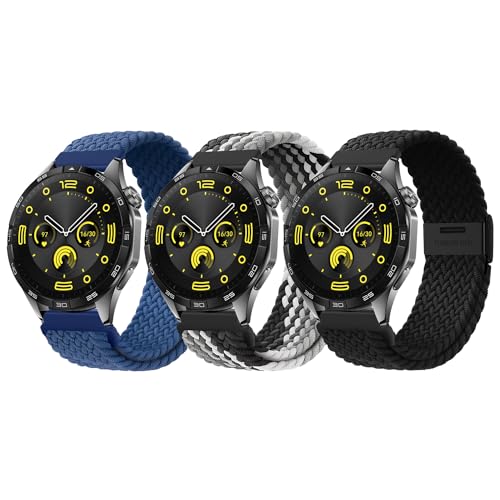 XMUXI Uhrenarmband 22mm Kompatibel mit Huawei Watch GT2/GT3/GT4 46mm/Samsung Galaxy Watch 3 45mm/Gear S3, Nylon Geflochten Solo Loop Sportarmband für Garmin Vivoactive 4/Amaz fit GTR 3 von XMUXI