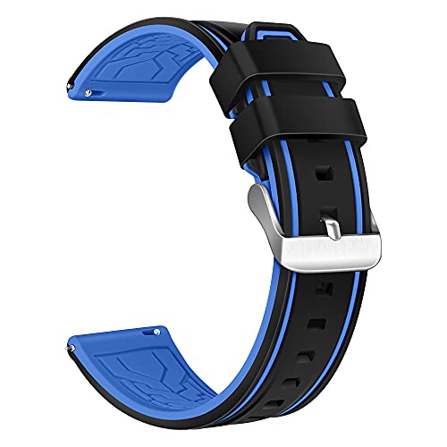 XMUXI Uhrenarmband 22mm Kompatibel mit Samsung Galaxy Watch 3 45mm/Gear S3 Frontier, Schnellverschluss Armband fur Huawei GT4/GT3/GT2 46mm/Amaz fit GTR 22mm Band, Silikon Schwarz Blau von XMUXI