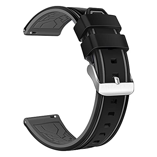 XMUXI Uhrenarmband 22mm Kompatibel mit Samsung Galaxy Watch 3 45mm/Gear S3 Frontier, Schnellverschluss Armband fur Huawei GT4/GT3/GT2 46mm/Amaz fit GTR 22mm Band, Silikon Schwarz Grau von XMUXI