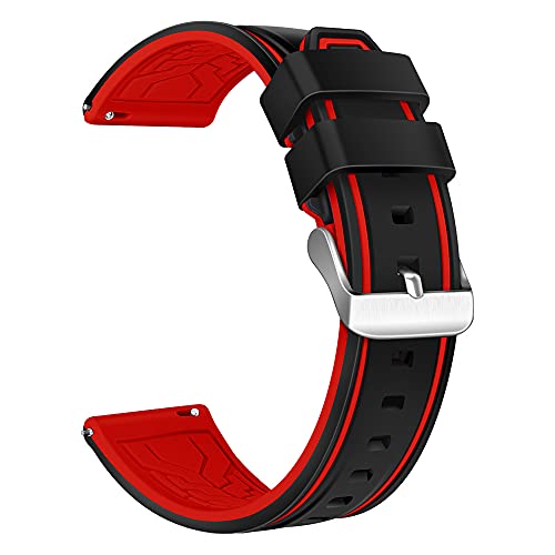 XMUXI Uhrenarmband 22mm Kompatibel mit Samsung Galaxy Watch 3 45mm/Gear S3 Frontier, Schnellverschluss Armband fur Huawei GT4/GT3/GT2 46mm/Amaz fit GTR 22mm Band, Silikon Schwarz Rot von XMUXI