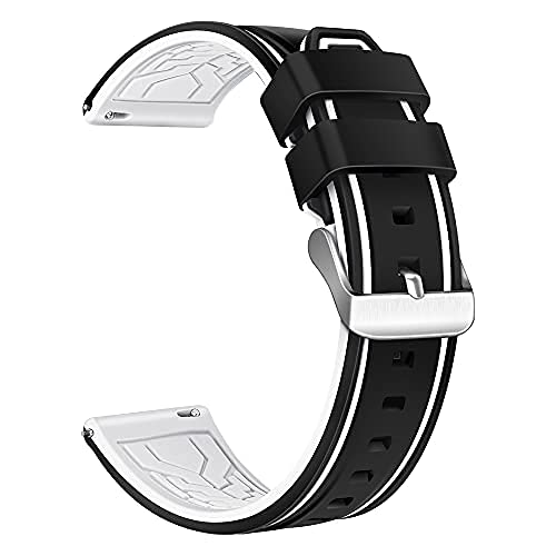 XMUXI Uhrenarmband 22mm Kompatibel mit Samsung Galaxy Watch 3 45mm/Gear S3 Frontier, Schnellverschluss Armband fur Huawei GT4/GT3/GT2 46mm/Amaz fit GTR 22mm Band, Silikon Schwarz Weiß von XMUXI