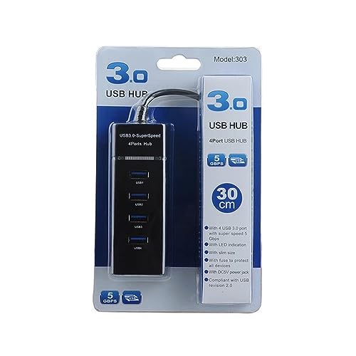 USB HUB 3.0 One Drag Four Port High Speed Hub USB Extender Computer USB Splitter Expansion 4 Ports Hub 3 (Schwarz, Einheitsgröße) von XNBZW