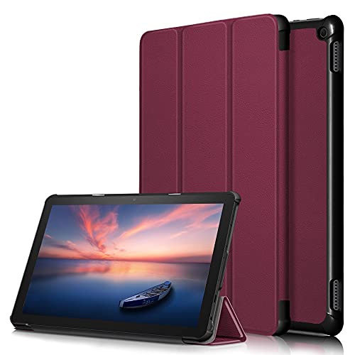 Tablet-Reise Hülle Compatible with Kindle Fire HD10 /HD10 Plus (2021), dreifach faltbare Smart-Tablet-Hülle, ultradünne, leichte Schutzhülle mit Standfunktion, Hart-PC-Rückschale, Folio-Hülle, automat von XNCVBD