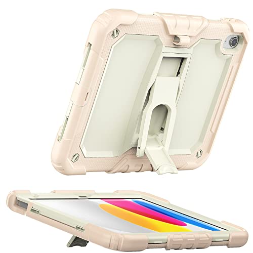 Tablet-Reise Hülle kompatibel mit IPad (10. Generation) 2022, kompatibel mit IPad 10,9 Zoll 2022 Hülle, 3-lagige Schutzhülle mit Ständer, robuste, stoßfeste Hülle mit Schultergurt Tablet-Schutz(Rose g von XNCVBD