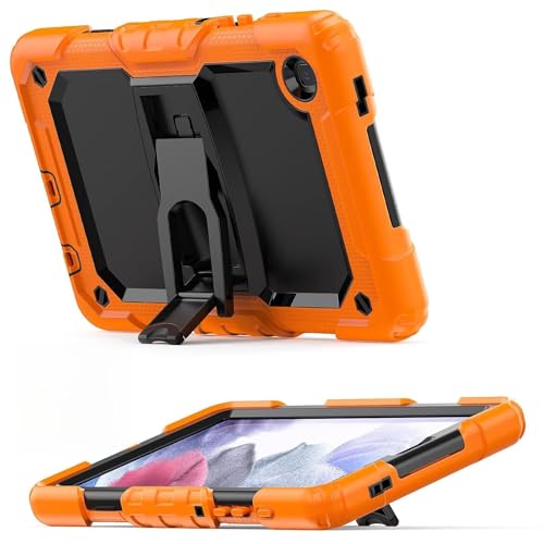 Tablet-Reise Hülle kompatibel mit Samsung Galaxy Tab A7 lite 8,7 Zoll Hülle T220/T225 (2021), 3-lagige Schutzhülle mit Ständer, robuste, stoßfeste Hülle mit Schultergurt Tablet-Schutz(Orange) von XNCVBD