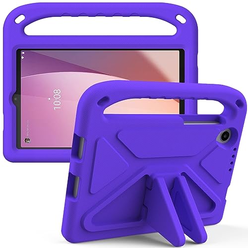 Tablet-Reise Kinderhülle kompatibel mit Lenovo Tab M8 (4. Generation) TB-300FU/TB-300XU, leichte, stoßfeste Griff-Ständer-kinderfreundliche Schutzhülle Tablet-Schutz(Purple) von XNCVBD