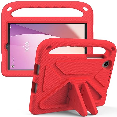 Tablet-Reise Kinderhülle kompatibel mit Lenovo Tab M8 (4. Generation) TB-300FU/TB-300XU, leichte, stoßfeste Griff-Ständer-kinderfreundliche Schutzhülle Tablet-Schutz(RED) von XNCVBD
