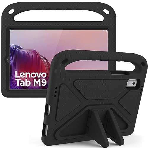 Tablet-Reise Kinderhülle kompatibel mit Lenovo Tab M9 Hülle (TB-310FU) 9,0 Zoll 2023 Release, leichte, stoßfeste Griff-Ständer, kinderfreundliche Schutzhülle Tablet-Schutz(Black) von XNCVBD