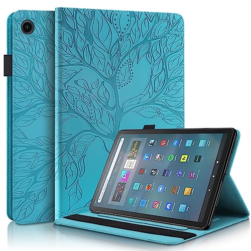 Tablet-Reise Kompatibel mit Fire Max 11" 2023 PU-Lederhülle Flip Wallet Schutzhülle Baum des Lebens Tablet-Hülle Kartensteckplatz Tablet-PC-Abdeckung Tablet-Schutz(Blue) von XNCVBD