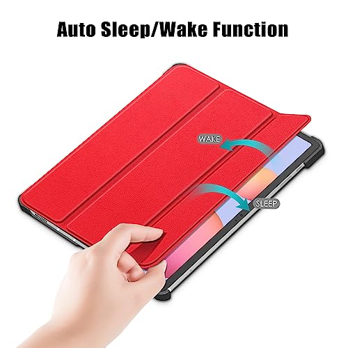 Tablet-Reise Schutzhülle Compatible with Sumsung Galaxy Tab S7 FE 12,4 Zoll 2021 (SM-T730/T736), dreifach faltbare Smart-Tablet-Hülle, ultradünne, leichte Schutzhülle mit Standfunktion, Hart-PC-Rücksc von XNCVBD