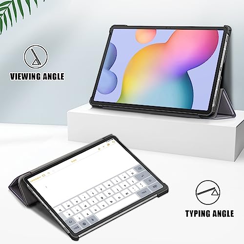 Tablet-Reise Schutzhülle Compatible with Sumsung Galaxy Tab S7 FE 12,4 Zoll 2021 (SM-T730/T736), dreifach faltbare Smart-Tablet-Hülle, ultradünne, leichte Schutzhülle mit Standfunktion, Hart-PC-Rücksc von XNCVBD