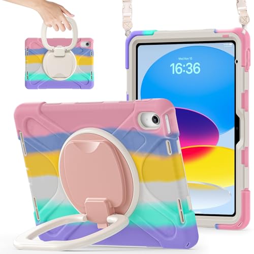 Tablet-Reise Stoßfeste Hülle, kompatibel mit iPad Mini 7 (A17 Pro)/ Mini 7./6. Generation 8,3 Zoll Hülle (2024/2021), stabile Abdeckung mit drehbarem Ständer, robuste Tablet-Hülle mit Hand-/Schultergu von XNCVBD