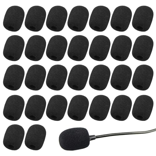 XNIVUIS 30 Stück Popschutz Kopfhörer Mikrofon Ersatz-Windschutz für Mikrofon und Headset aus Schaumstoff Schaumstoff Spuckschutz Windschutzscheibe Mini-Mikrofon Headset Windschutzscheibe (Schwarz) von XNIVUIS
