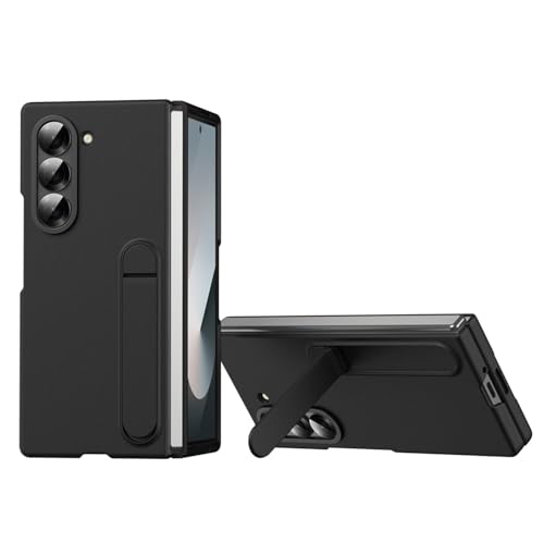 Flip Case Kompatibel mit Samsung Galaxy Z Fold 6 Hülle mit unsichtbarem Ständer | Stoßfeste, schlanke Luxus-Handyhülle | Kratzfeste Rückseite & klassisches Design ZY (Schwarz) von XNYTYKDT