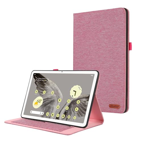 Kompatibel mit Google Pixel Tablet-Hülle 27,9 cm (11 Zoll), 2023, Klappständer, schützender Stoffdruck, mit Kartenfächern, ZY (Rosa) von XNYTYKDT