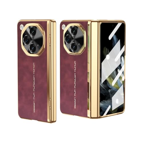 Kompatibel mit Oppo Find N3 Hülle mit Displayschutzfolie, vollständiger Scharnierschutz, stoßfest, vollständiger Schutz, kompatibel mit Oppo Find N3 zy (Rosarot) von XNYTYKDT