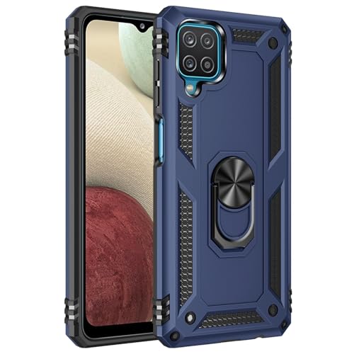 Kompatibel mit Samsung Galaxy A12 4G/5G Hülle, kompatibel mit Samsung Galaxy M12/F12 Hülle Handy mit Magnethalterung, strapazierfähig, stoßfest, Blau von XNYTYKDT