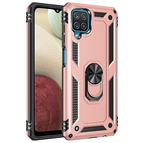 Kompatibel mit Samsung Galaxy A12 4G/5G Hülle, kompatibel mit Samsung Galaxy M12/F12 Hülle Handy mit Magnethalterung, strapazierfähig, stoßfester Schutz, ZY (Roségold) von XNYTYKDT