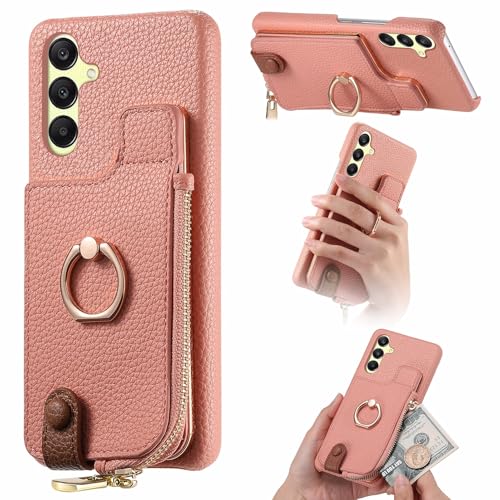 Kompatibel mit Samsung Galaxy A25, Brieftaschen-Schutzhülle mit Kartenfächern, Premium-Leder und PC-Rückplatte, Ständer-Schutzhülle, ZY (Rosa) von XNYTYKDT