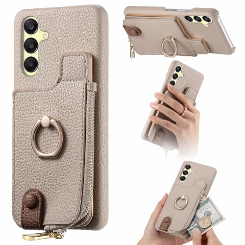 Kompatibel mit Samsung Galaxy A25, Brieftaschen-Schutzhülle mit Kartenfächern, Premium-Leder und PC-Rückplatte, Ständer-Schutzhülle von ZY (KHAKI) von XNYTYKDT