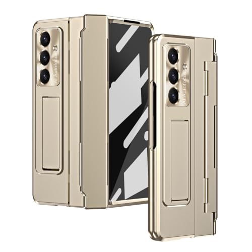Kompatibel mit Samsung Galaxy Z Fold 7 Hülle, integrierter Displayschutz und Scharnierschutz, Ständer, stoßfeste Ganzkörper-Handyhülle für Z Fold 7 zy (Gold) von XNYTYKDT