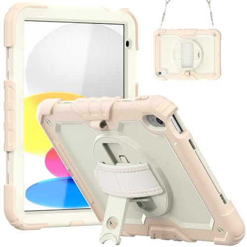 Kompatibel mit iPad 11. Generation A16 27,9 cm (11 Zoll) 2025 Hülle mit Displayschutzfolie, robuste, stoßfeste, robuste Hülle, 360° drehbare Handschlaufe und Schultergurt, Ständer, Schultergurt von XNYTYKDT