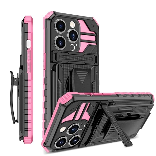 Kompatibel mit iPhone 12 Pro Max 6,7 Hülle mit 360° drehbarem Gürtelclip-Holster, militärischer Schutz, strapazierfähig, stoßfest, Handyhülle mit Ständer, ZY (Rosa) von XNYTYKDT
