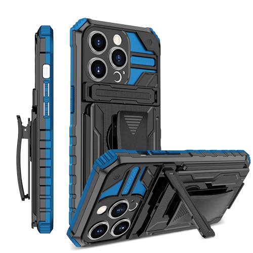 Kompatibel mit iPhone 12 Pro Max 6,7 Hülle mit 360° drehbarem Gürtelclip-Holster, militärischer Schutz, strapazierfähig, stoßfest, mit Ständer, ZY (Blau) von XNYTYKDT