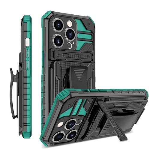 Kompatibel mit iPhone 12 Pro Max 6,7 Hülle mit 360° drehbarem Gürtelclip-Holster, militärischer Schutz, strapazierfähig, stoßfest, mit Ständer, ZY (Grün) von XNYTYKDT