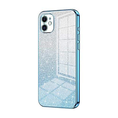 Kompatibel mit iPhone X/XS, transparente Glitzer-Galvanik-Hybrid-Schutzhülle, dünn, transparent, kratzfest, stoßdämpfend, TPU-Stoßfänger, kompatibel mit X/XS ZY (Blau) von XNYTYKDT