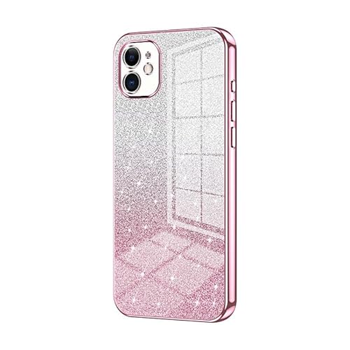 Kompatibel mit iPhone X/XS, transparente Glitzer-Galvanik-Hybrid-Schutzhülle, dünn, transparent, kratzfest, stoßdämpfend, TPU-Stoßfänger, kompatibel mit X/XS ZY (Rosa) von XNYTYKDT