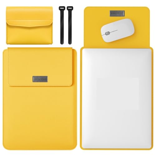 Laptop-Schutzhülle, kompatibel mit MacBook 12 Zoll, 11 Zoll, 12 Zoll, kompatibel mit MacBook Air 27,9 cm (11 Zoll), Modell A1370, A1465-Mac Air 29,5 cm (11 Zoll), Lederhülle, mit kleiner Tasche, Gelb von XNYTYKDT