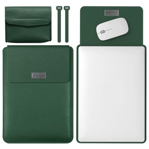 Laptop-Schutzhülle, kompatibel mit MacBook 12 Zoll, 11 Zoll, 12 Zoll, kompatibel mit MacBook Air 27,9 cm (11 Zoll), Modell A1370, A1465-Mac Air 29,5 cm (11 Zoll), Lederhülle, mit kleiner Tasche, Grün von XNYTYKDT