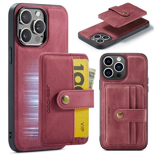 Magnetische Brieftaschen-Schutzhülle, kompatibel mit iPhone 15 Pro, kompatibel mit kabellosem Laden, 2-in-1, abnehmbare Schutzhülle mit Kreditkartenhalter, RFID-blockierend, stoßfest, kratzfest, ZY von XNYTYKDT