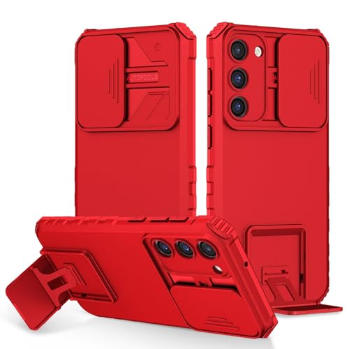 Silikon-Schutzhülle mit Ständer, kompatibel mit Samsung Galaxy S23 Plus, [3 Standmöglichkeiten] vertikale und horizontale Standhülle, Ganzkörper-Hartschale, schlanke Schutzhülle, ZY (rot) von XNYTYKDT