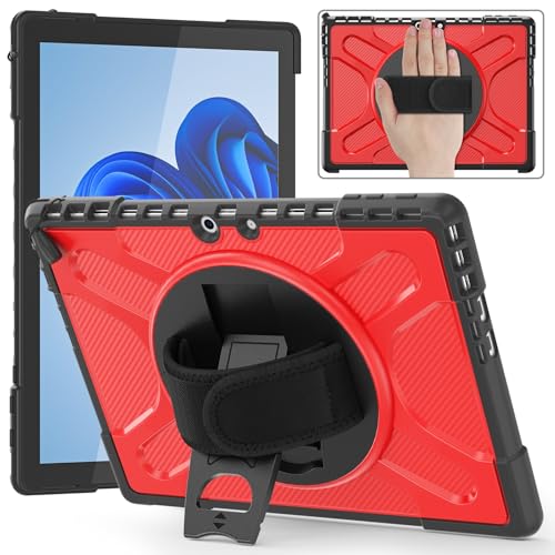 Stoßfeste Schutzhülle für den gesamten Körper, 360°-Ständer, robust, kompatibel mit Microsoft Surface Pro 9, kompatibel mit Typ-Cover-Tastatur, Tablet-Hülle ZY (rot) von XNYTYKDT