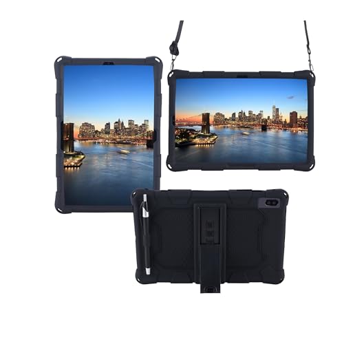 Tablet-Schutzhülle kompatibel mit Samsung Galaxy Tab S5E 10,5 Zoll T720 (2019), weiches und leichtes Silikon, stoßfest, mit Ständer und Schultergurt, ZY (Schwarz) von XNYTYKDT