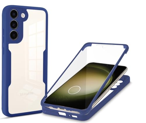 Transparente Schutzhülle, kompatibel mit Samsung Galaxy S23, Ganzkörperhülle, transparente Handyhülle, integrierter Displayschutz, 360° Rundumschutz, staubdicht, stoßfest, ZY (Blau) von XNYTYKDT