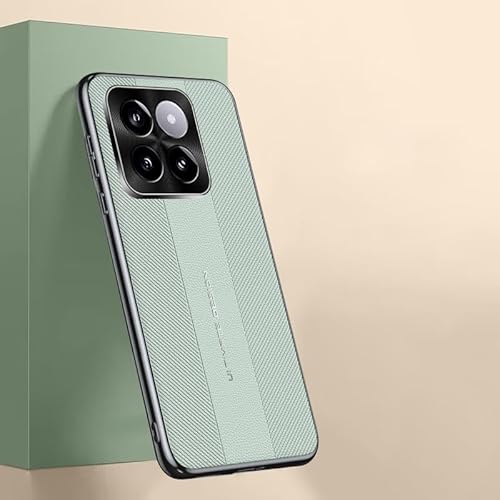 XNYTYKDT Hochwertige Lederhülle, kompatibel mit Xiaomi 14, elegant, PU-Leder, mit Kameraschutz, stoßfest, rutschfest, stilvolle Textur, robuste, schlanke Handy-Schutzhülle, ZY (Grün) von XNYTYKDT