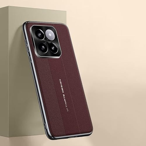 XNYTYKDT Hochwertige Lederhülle, kompatibel mit Xiaomi 14, elegant, PU-Leder, mit Kameraschutz, stoßfest, rutschfest, stilvolle Textur, robuste, schlanke Handy-Schutzhülle, ZY (Rot) von XNYTYKDT