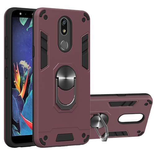 XNYTYKDT Kompatibel mit LG K40 Hülle, militärische Qualität, stoßfeste Abdeckung mit magnetischer Autohalterung, Ring, Ständer, kompatibel mit LG K40 Schutzhülle, ZY (Weinrot) von XNYTYKDT