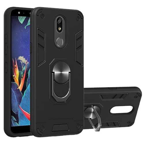 XNYTYKDT Kompatibel mit LG K40 Hülle, militärische Qualität, stoßfeste Abdeckung mit magnetischer Autohalterung, Ring, Ständer, kompatibel mit LG K40 Schutzhülle ZY (Schwarz) von XNYTYKDT