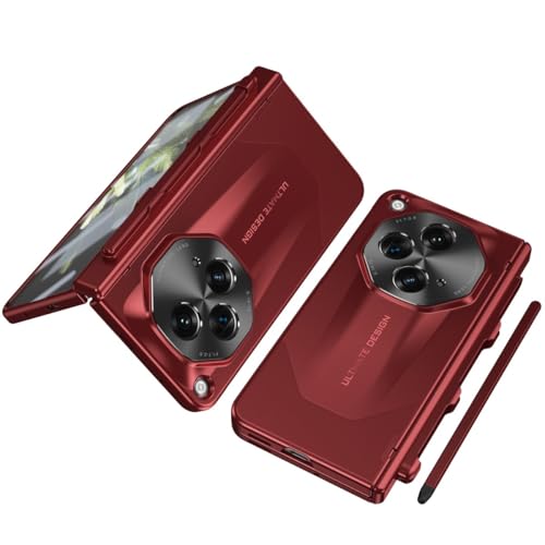 XNYTYKDT Kompatibel mit OnePlus Open Case, Rugged Cover Shockproof Hard Full-Body Protective Phone Case Cover Compatible with OnePlus Open with Screen Protector Case S-Pen Slot zy (RED) von XNYTYKDT
