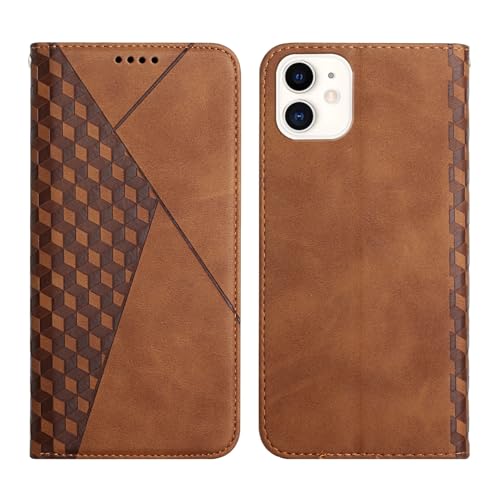 XNYTYKDT Kompatibel mit iPhone 12 Wallet Handyhülle Leder Hülle Magnet Saugnapf Handyhülle Kartenfach Halterung Flip Phone Case ZY (Braun) von XNYTYKDT