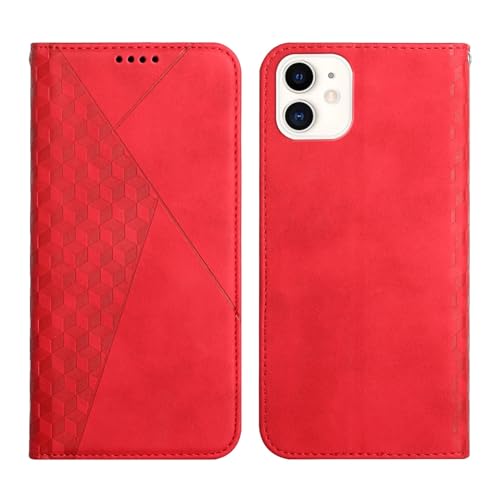 XNYTYKDT Kompatibel mit iPhone 12 Wallet Handyhülle Leder Hülle Magnet Saugnapf Handyhülle Kartenfach Halterung Flip Phone Case ZY (Rot) von XNYTYKDT